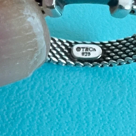 🔴Authentic VINTAGE TIFFANY & CO Diamonds Sterling Silver Somerset Mesh Ring🔴 - Picture 4 of 9